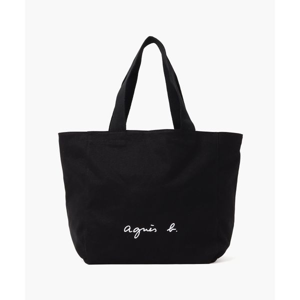 Agnes B GO03-01 Women's Logo Tote Bag, Web Limited, Black