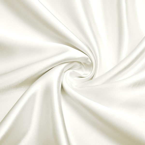 VACVELT Charmeuse Satin Fabric by The Yard, 60 Inch Wide Ivory White Satin Fabric Shiny & Soft Cloth Fabric, Silky Satin Fabric for Bridal Dress, Wedding Decorations, Crafts, Sewing, Draping (1 Yard)