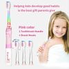 Kids Electric Toothbrushes Age 3+ Years Toddler Childrens Battery Toothbrush with Timer Colorful Flashing Light 4 Brush Heads for Baby Childs Boys Girls Waterproof Deep Clean Seago SG977 (Pink)