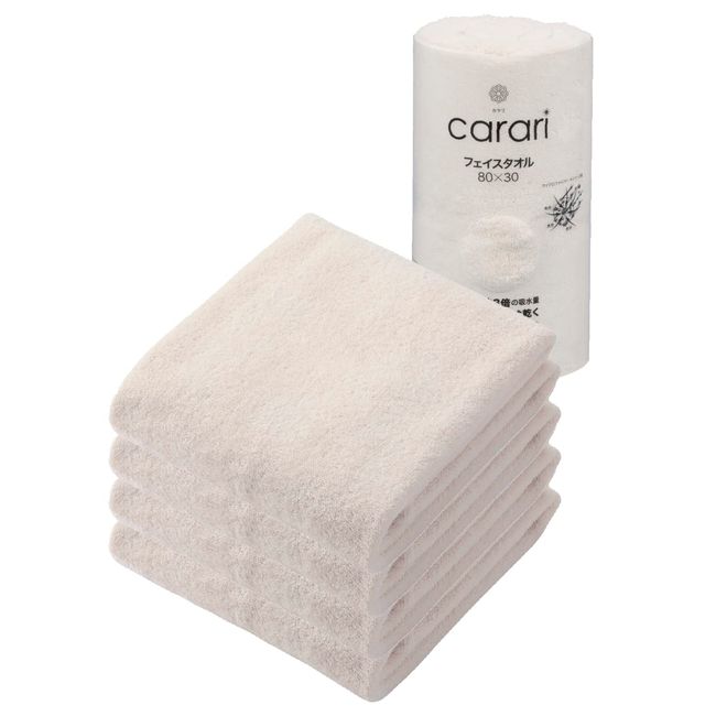 CB Japan Carari Microfiber Face Towels, Ivory, Set of 4, Absorbent, Quick-Drying (Amazon.co.jp Exclusive)