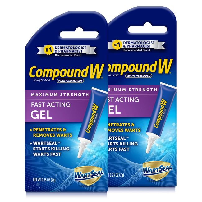 Compound W Wart Remover Fast Acting Gel,Maximum Strength Salicylic Acid,2  Pack