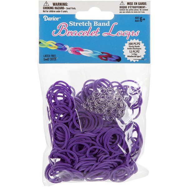 Darice 312-Piece Stretch Band Bracelet Loops and S-Clips Set, Purple