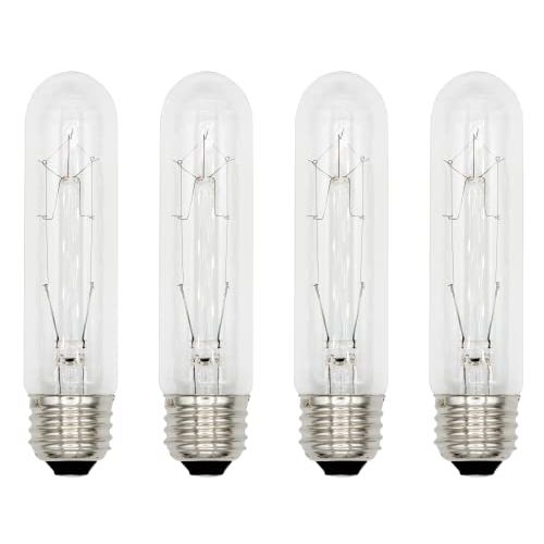 Creative Hobbies® 308 (Pack of 4) 25T10/CL - 25 Watt T10 Clear Tubular - 120V - Medium (E26) Base - Incandescent Light Bulbs