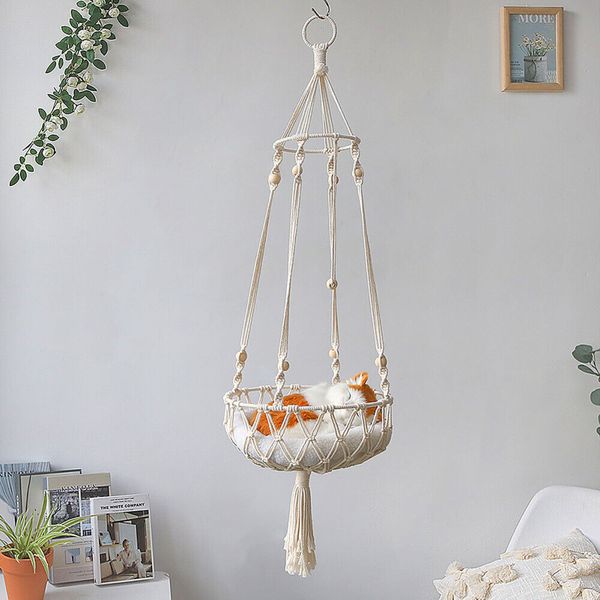 Cat Hammock Macrame Hanging Swing Cat Dog Bed Basket Home Pet Cat Accessories