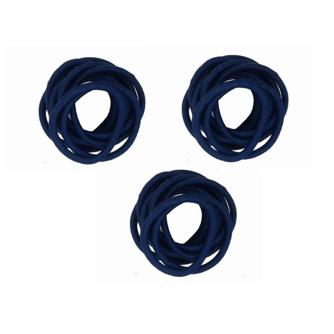 30 X Navy Blue Thick Endless School Hair Elastic Bobbles Snag Free No Metal for Women Girls by Glitz4Girlz