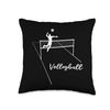 Volleyball Player Hitting Ball Over Net Throw Pillow