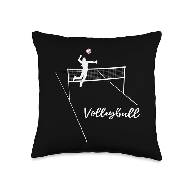 Volleyball Player Hitting Ball Over Net Throw Pillow