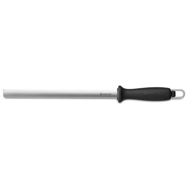 Wüsthof 10 Inch Diamond Sharpening Steel, Black/Silver