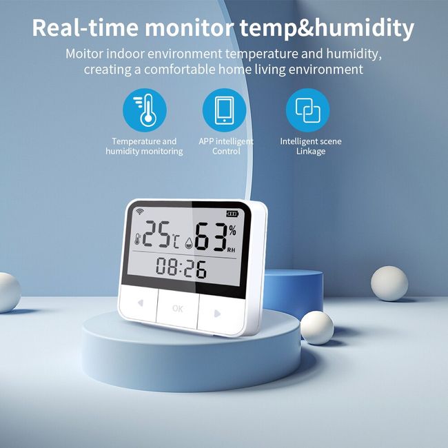 Tuya WIFI Temperature And Humidity Sensor Smart Home Intelligent Sensor  Thermometer Humidity Meter Work With Alexa