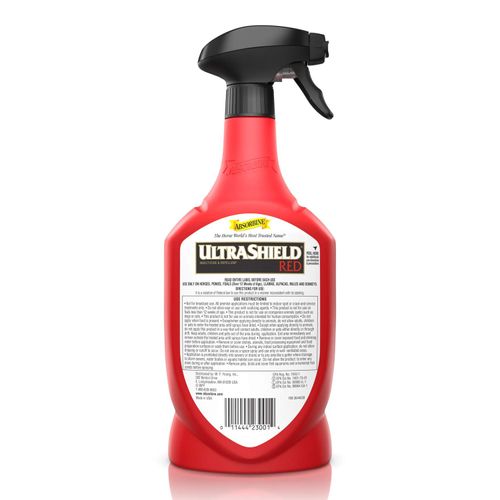 Absorbine UltraShield Red Fly Spray, Insecticide and Repellent for Horses & Livestock, Stays Active Up to 7 Days, 32oz Quart Spray Bottle