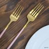 20 Piece Matte Gold Pink Flatware Set Pink Thin Handles Service For 4