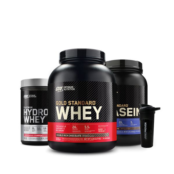 [+Shaker] ON Platinum Hydro Whey 800g Strawberry + ON Gold Standard Casein 850g Choco + ON Gold Standard Whey 2.27kg Choco