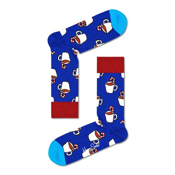 Candy Cane Cocoa Unisex Happy Sock, Blue, M/L, blue