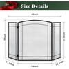 3-Panel Fireplace Screen 48" x 29" Foldable Wrought Metal Mesh Spark Guard, Blac