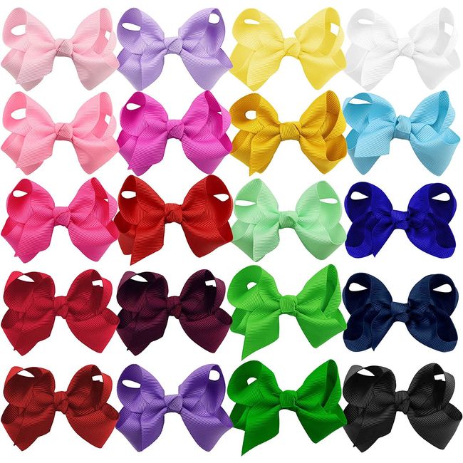 20 PCS 6 Inch Hair Bows Clips Grosgrain Ribbon Bows Large Big Hair Bows  Clips Alligator Hair Clips Hair Accessories for Teens Kids Toddlers