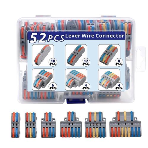 YQSIYU 52 Pcs Wire Connectors Kit 28-12AWG Quick Connect Lever Wire Connectors, Multi-Model Lever Nuts Kits