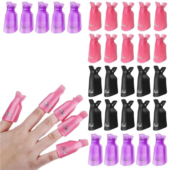 Nail Polish Remover Clips 30 Piece, Acrylic Nail Art Soak Off Clamp Cap, Gel Nail Remover Clips Set for Finger UV Gel Lacquer Removal