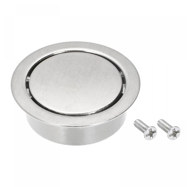 sourcing map Finger Flush Pull Handle Outer Dia. 42mm/1.65" Brushed Silver with Screw