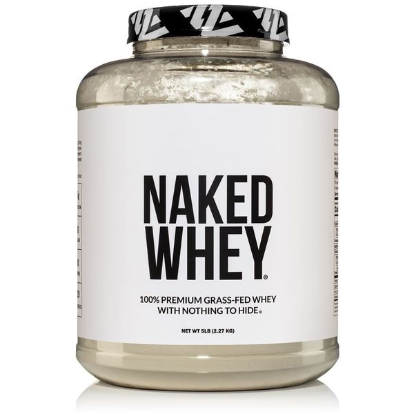 NAKED WHEY 5LB 100% Grass Fed Unflavored Whey Protein Powder - US Farms, Only 1 Ingredient, Undenatured - No GMO, Soy or Gluten - No Preservatives - Promote Muscle Growth and Recovery - 76 Servings