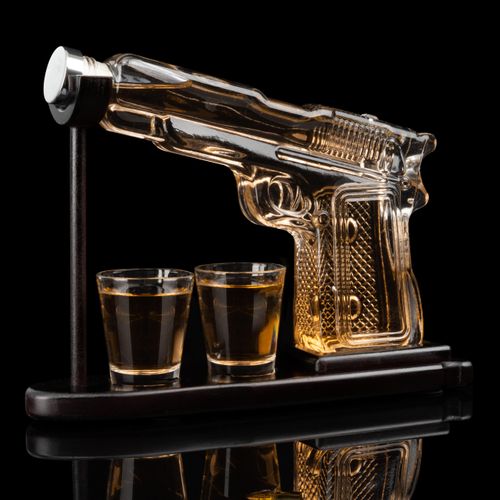 Gifts for Men Dad, 9 Oz Whiskey Gun Decanter Set, Unique Dad Birthday Gift Ideas from Daughter Son, Retirement Bar Stuff Gift for Father Him Brother, Pistol Dispenser for Liquor Vodka - Shot Glasses