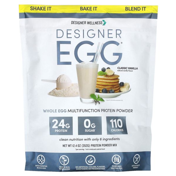 Designer Egg, Whole Egg Multifunction Protein Powder, Classic Vanilla, 12.4 oz