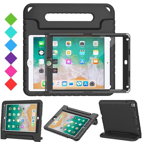 BMOUO Kids Case for iPad 6th 5th Generation (iPad 9.7 Inch, 2018/2017) / iPad Air 2 - with Screen Protector, Shockproof Handle Stand iPad 6th 5th Generation Case for Kids, Black