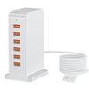 VHBW USB Rapid Charger, Tower, 6 Ports, 50 W, 10 A, Automatic Output Detection Function, Power Strip, PSE Certified, Compatible with iPhone & Android