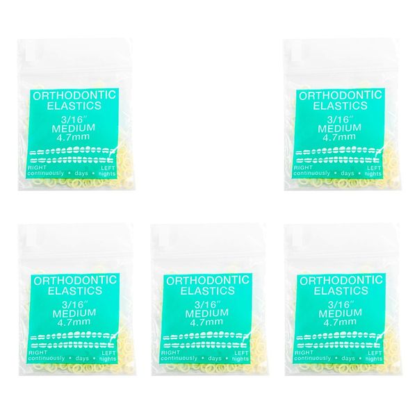 JMU Orthodontic Elastics 3/16 Medium 4.5oz 500 pack Orthodontic Rubber Bands Latex Dental Rubber Bands Made in USA