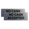 Basic No Cash Accepted Sign (Brushed Silver) - Large 2 Pack