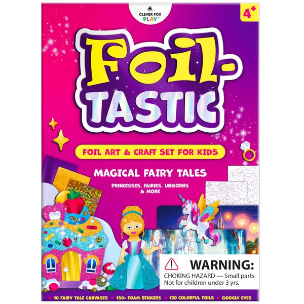 Foiltastic Art & Craft Set for Kids – Fun Mess-Free Kit with Fairy-Tale Foam Stickers & Foil Sheets, Creative Game for Girls & Boys Ages 4, 5, 6, 7, 8, 9 with Unicorns, Princesses, Pirates, Mermaids