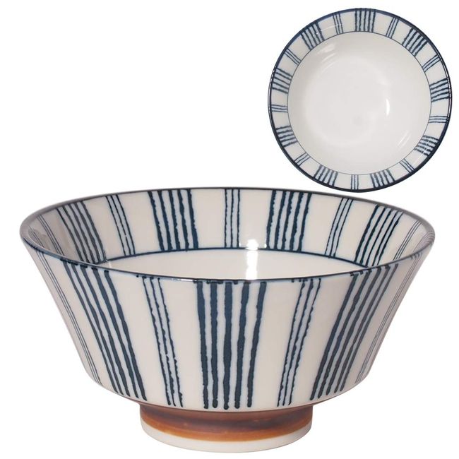 Minoru Pottery Mino Ware Suju 150 Bowl, Striped Pattern