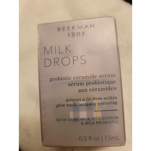 NIB Beekman 1802 Milk Drops Probiotic Ceramide Serum Travel Size 0.5 oz