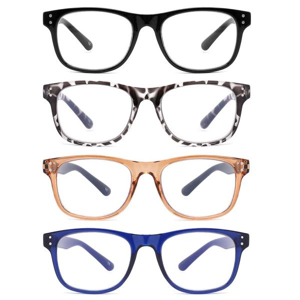 BOSAIL 4 Pairs Blue Light Blocking Reading Glasses for Men Women,Spring Hinge Readers,Fashion Computer Eyeglasses 2.5