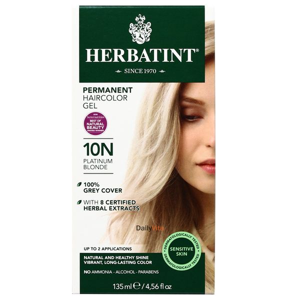 Herbatint Italian Herbal Hair Color Gel w/ Gray Coverage - Platinum Blonde 10N