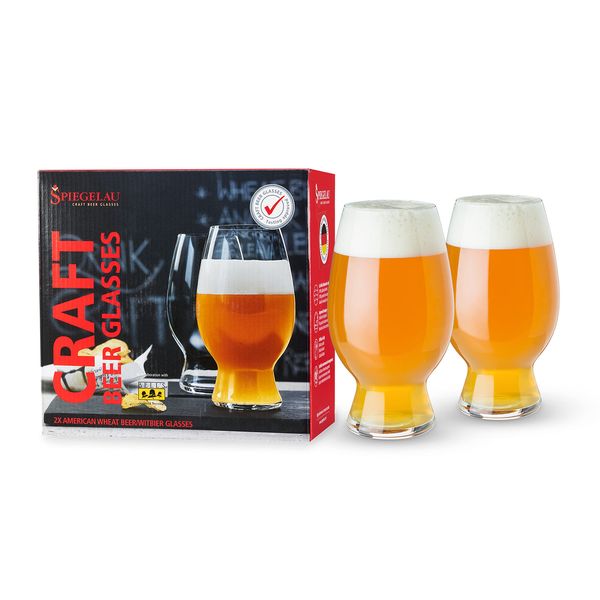 Spiegelau Craft Beer Wheat Beer Glasses, Set of 2, European-Made Lead-Free Crystal, Modern Beer Glasses, Dishwasher Safe, Professional Quality Witbier Glass Gift Set, 26.5 oz