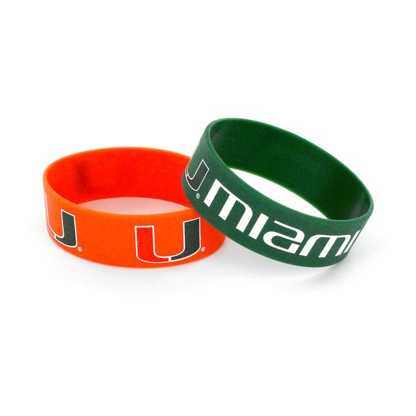 NCAA Miami Hurricanes Silicone Rubber Bracelet, 2-Pack