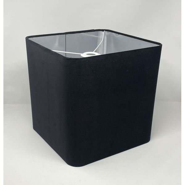 Black Velvet Brushed Silver Rounded Square Lampshade