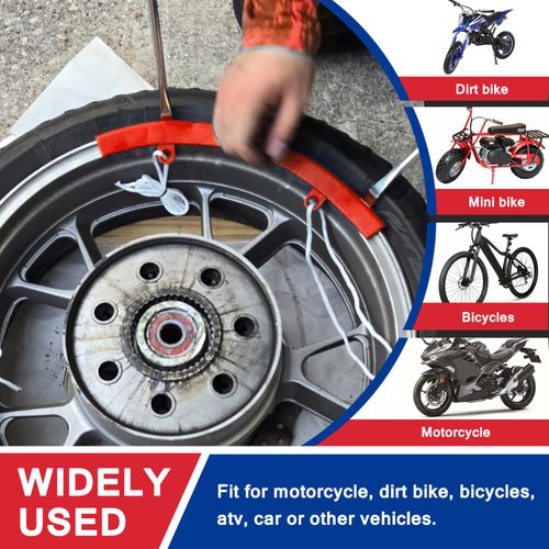 HOOUP 12.2” Dirt Bike Steel Tire Spoons Tool Set for Lawnmower Motorcycle Bicycle ATV Mini Bike Garden Tractor Tires 26pcs Tire Changer Tool with Tire Spoons Rim Protector Valve Stems Cap Cores Red