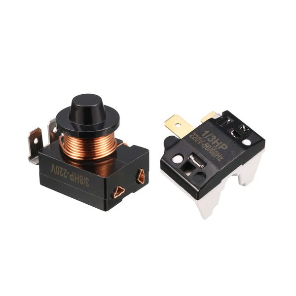 sourcingmap Refrigerator Start Relay 3/8HP 280W and Compressor Thermal Overload Protector 1/3HP 250W