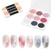 Coikaze Gradation Nail Powder, 9 Colors, Palette, Nail Powder, Nail Color Powder, Mirror Nail Powder, Metallic Nails, Nail Art, DIY Nails, Nail Supplies, Gel Nails, Gradient Color, 4 Sponge Tips Included (02 Palette)