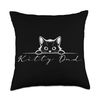 Cute Cat Minimalistic Design - KITTY DAD 1 - Fan Fun Throw Pillow