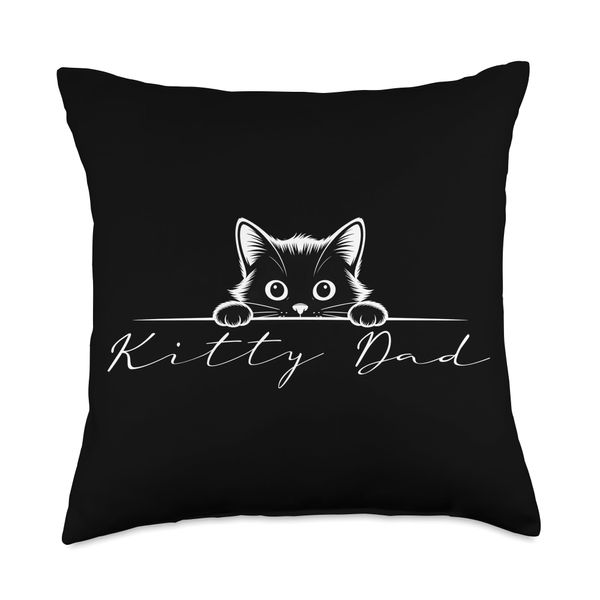 Cute Cat Minimalistic Design - KITTY DAD 1 - Fan Fun Throw Pillow
