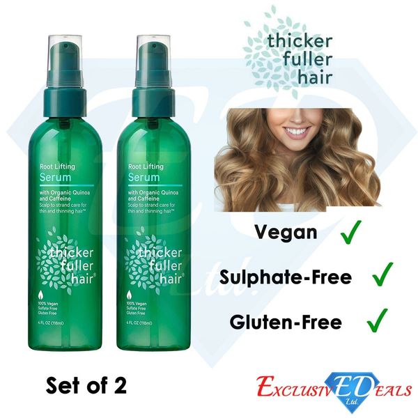 2 x Thicker Fuller Hair Rootlifting Serum 118ml With Organic Quinoa & Caffeine