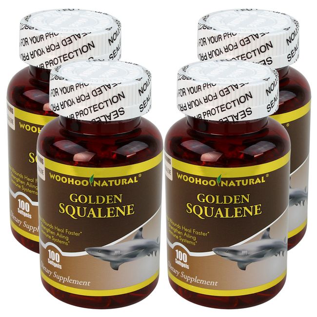 4 x WOHO Natural Golden Squalene 1000 mg 100 Softgels Fresh Made In USA