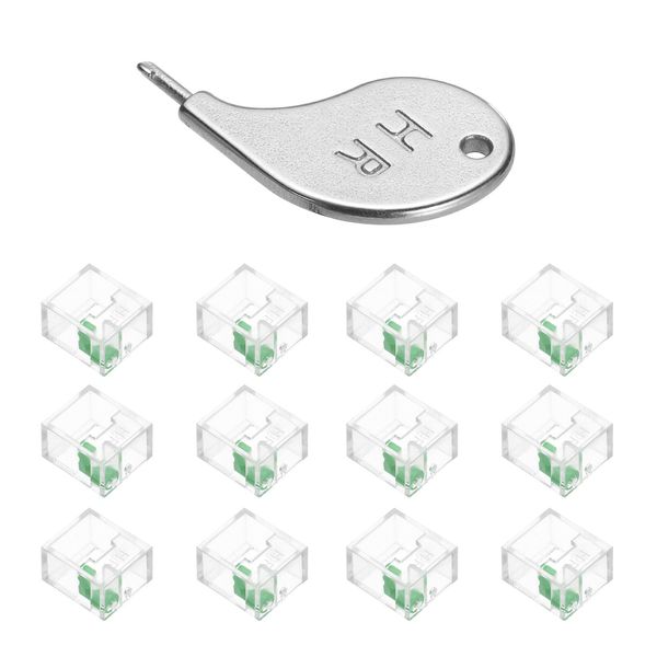sourcing map 12pcs Port Blocker Locking RJ45 Port/Dust PC Blocker Cap with Coded Key,Green