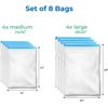 8 PACK LARGE ROLL-UP COMPRESSION SPACE SAVER BAGS VACUUM-FREE REUSABLE