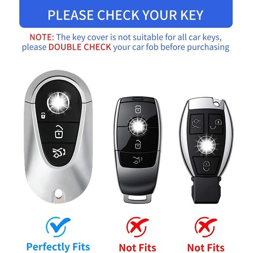 OFFCURVE Key fob Cover for Mercedes Benz TPU Smart Key Case Car Key Shell Protector for 2020-2022 Mercedes Benz S-Class C-Class Car Accessories, Pink