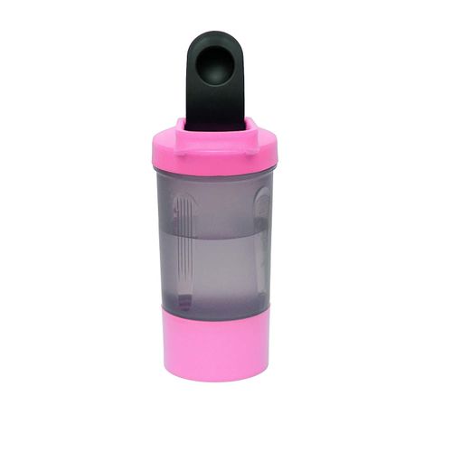 Pack of Pink and Blue 600 ml with Measuring Guide, Flip Cap, Detachable Jar Spill Proof Protein Shaker Bottle Nitro Plastic Shaker Bottle with Steel Wire Whisk Ball - For Male and Female