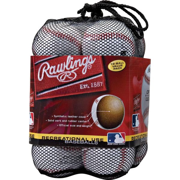 Rawlings | Official League Recreational Use Practice Baseballs | Youth | Bag of 12 | OLB3BAG12 | 12 Count