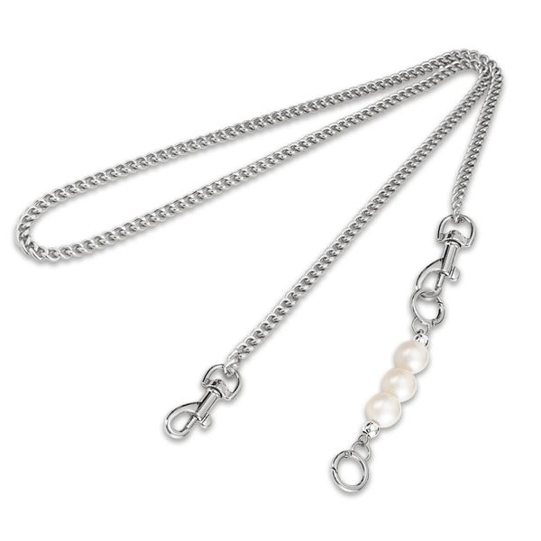 Bag Chain Strap, 120cm Purse Handbag Chain and Pearl Bag Strap Extender, Chain Replacement with Swivel Snap Hooks for DIY Shoulder Straps Handle Bags Accessories (Silver)